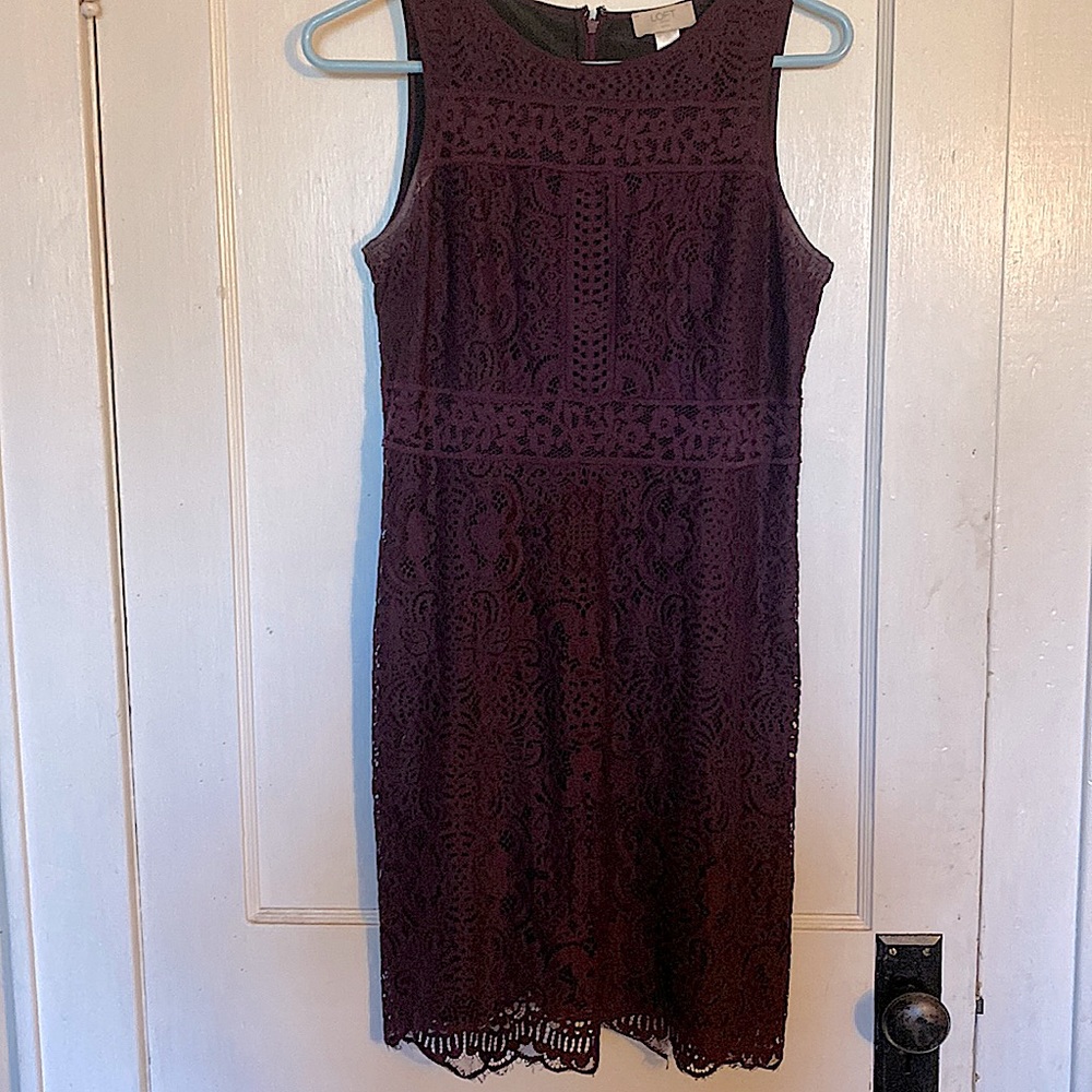 LOFT- Deep Purple Lace Dress